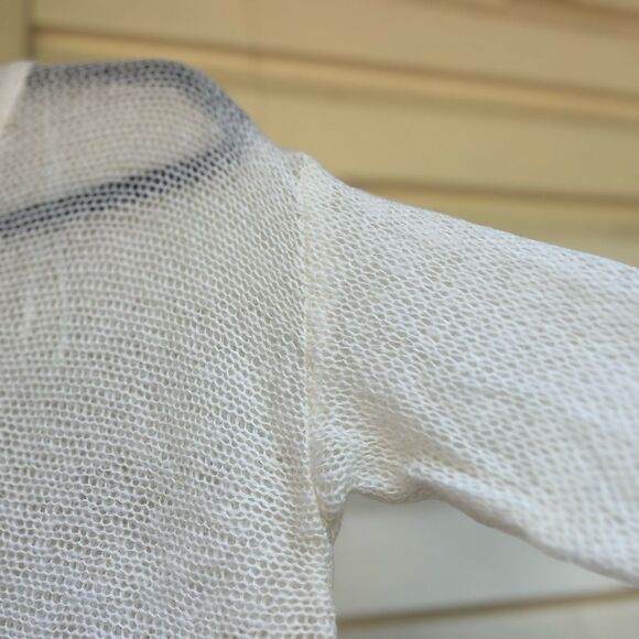 NET Zara cream long sleeved, asymmetrical hem, mesh, acrylic/cotton blend, Med - Picture 8 of 8